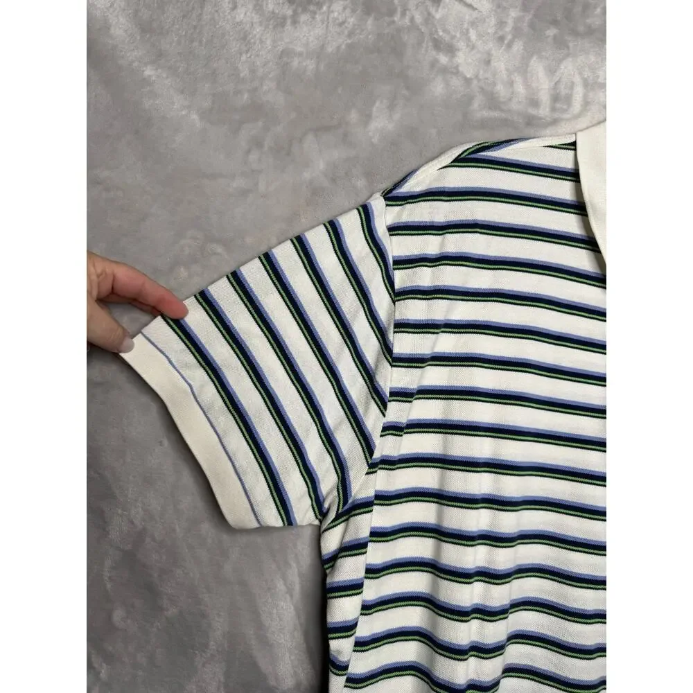Polo Ralph Lauren Polo Shirt Mens XL Striped Mercerized Pima Mesh Cotton Vintage